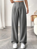 Ready-to-ship european and american style  commute-friendly, slimming, spring/summer high-waisted wide-leg pants - versatile casual suit pants/trousers