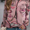 2026 amazon wish european and american cross-border round neck long sleeve floral print color block sweatshirt top - women's in-stock