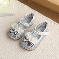 Girls' princess flats - bowknot, rhinestone & pearl embellished, fashionable & breathable sandals - perfect for school, performances & everyday wear (flat sole)