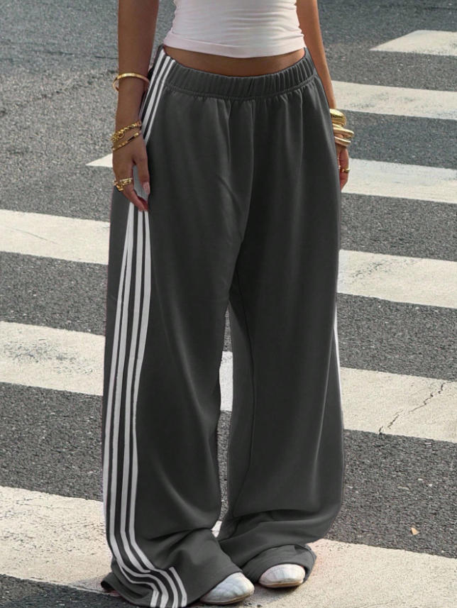 autumn cross-border hot girl style women's high-waisted slimming patchwork loose wide-leg sweatpants