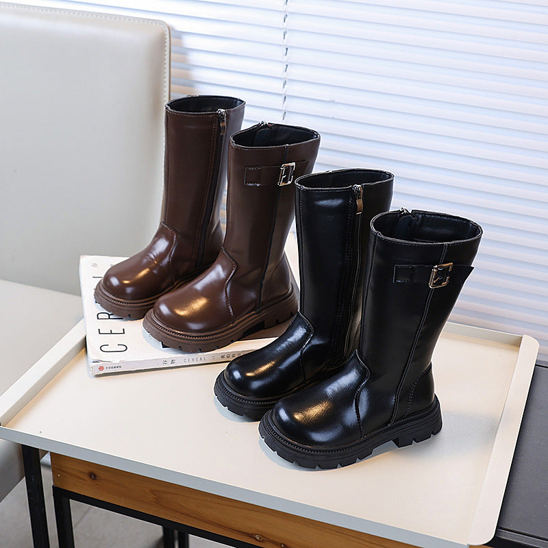 Girls' fashion high boots - new autumn/winter  korean style children's british-inspired martin boots - double-layer cotton fashion boots