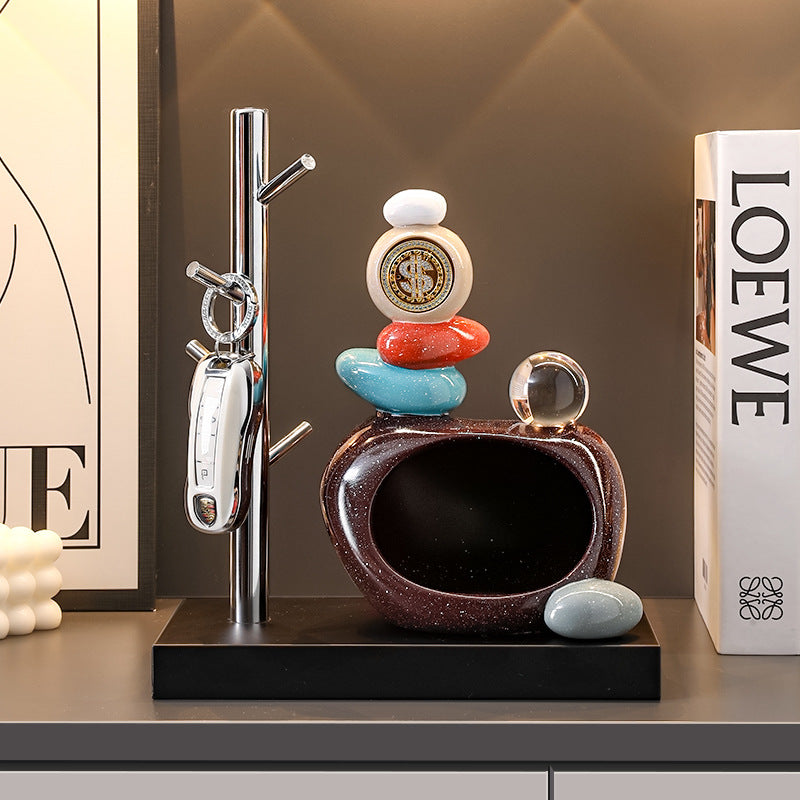 Good luck and turn the key storage ornaments for the entrance hall, high-end creative living room home decoration, housewarming gift