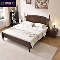 North american black walnut solid wood bed - all solid wood, french retro, mid-century style, high-end master bedroom log bed, wedding bed