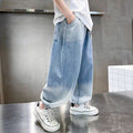 Boys' ice silk denim shorts - lightweight summer style,  new tencel anti-mosquito pants, versatile, loose fit, breathable & sweat-wicking, trendy