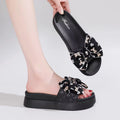 Thick sole bear bows slippers women's summer outwear 2025 new arrival fairy style fashion heightenednon-slip sandals women's slippers