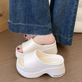 Dwarf le thick sole 8cm heightening sandals women's summerfashioneasiest for matchseaside ins style sandals for women outwear