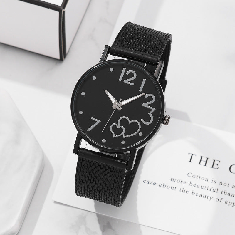 New arrival: women's casual fashion mesh strap heart-shaped watch - wholesale direct from manufacturer
