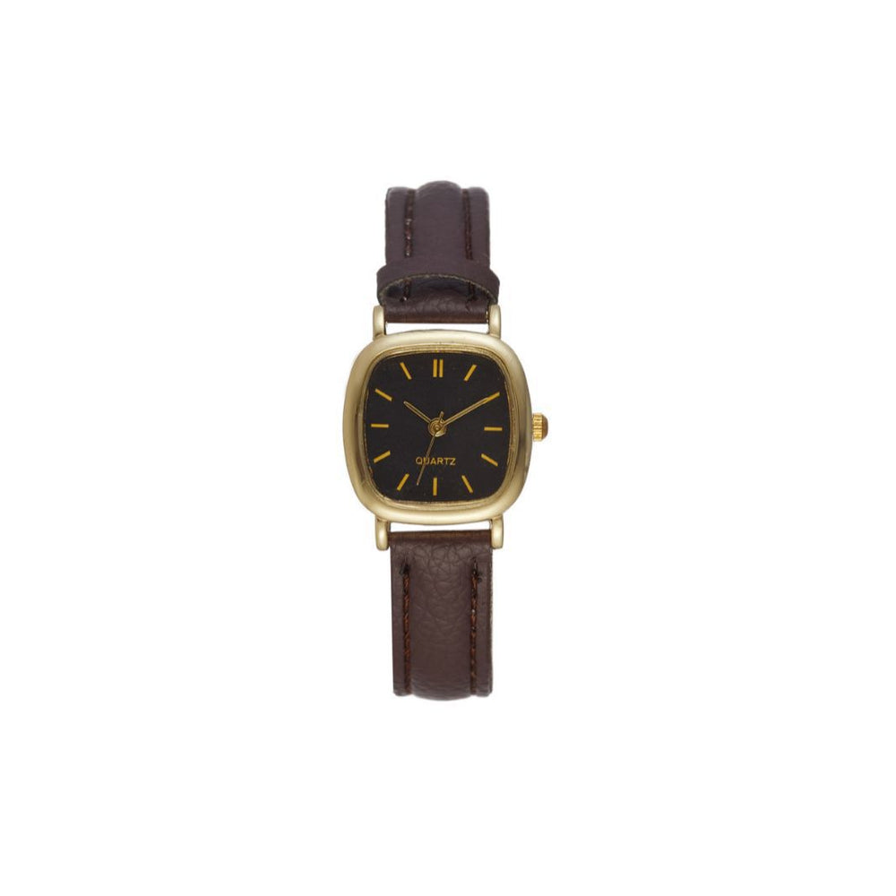 New korean style trendy minimalist retro harajuku fashion quartz leather belt couple watches for students (men & women)