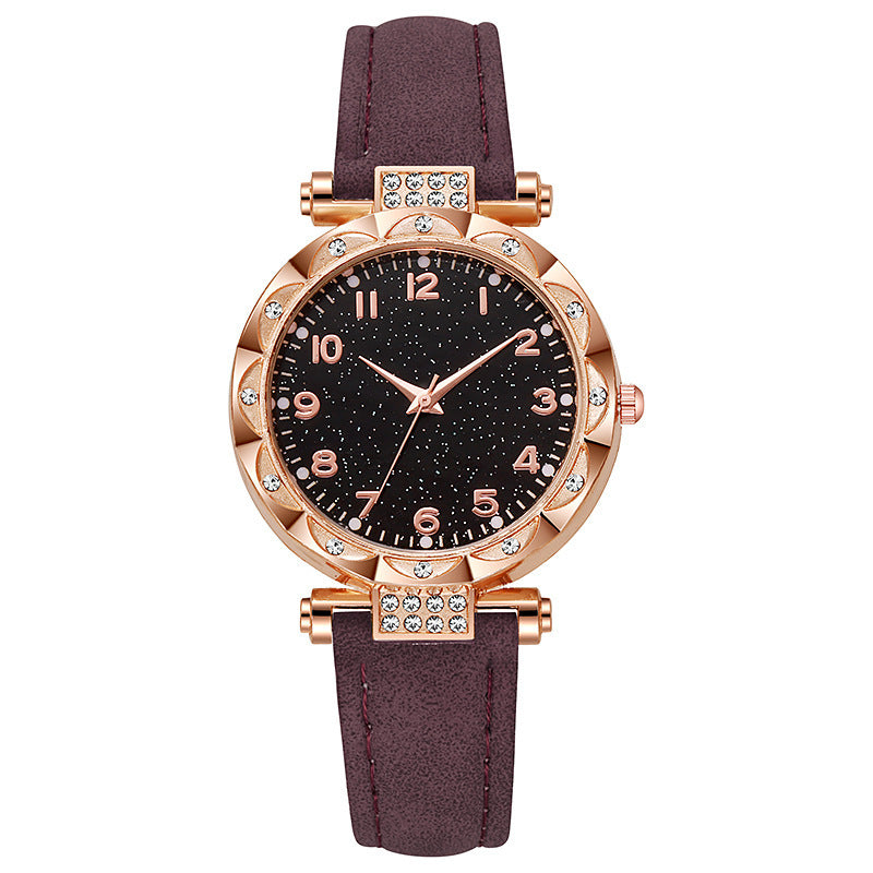 Women's faux leather strap digital luminous quartz watch - simple fashion wristwatch for students