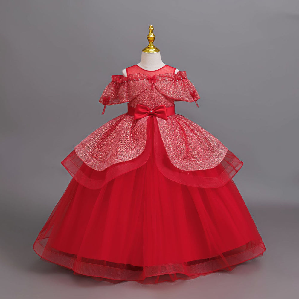 Export ready-made children's dress sequin flower wedding dress princess dress girl piano performance dress girl dress