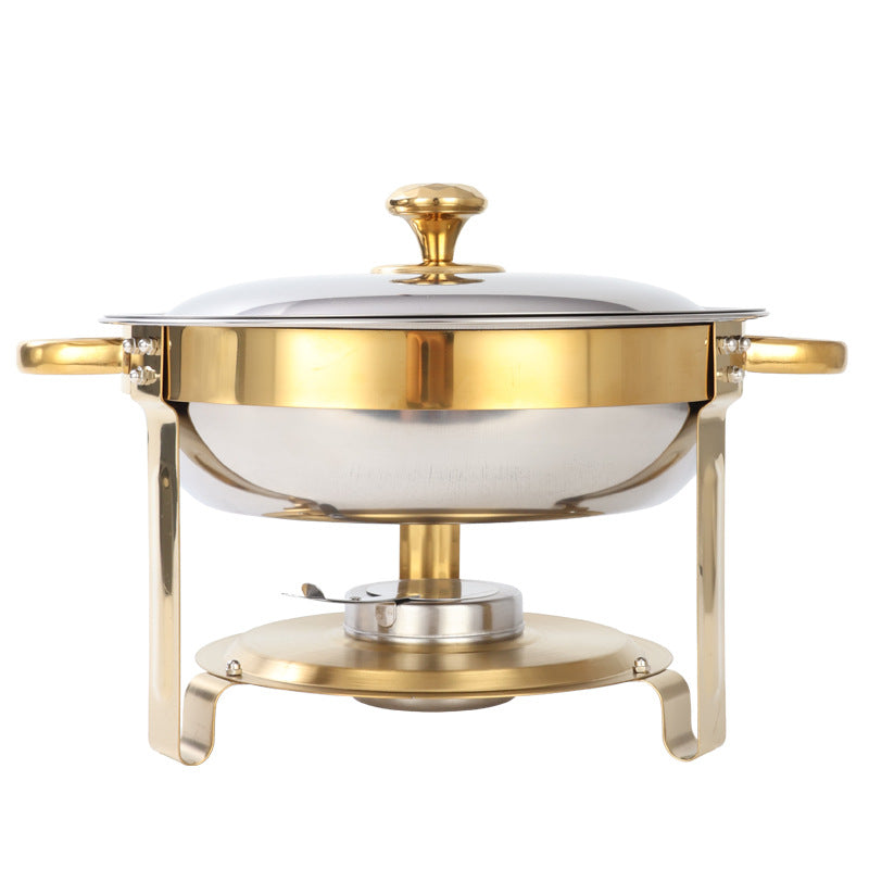 5qt stainless steel gold round furnace insulation buffet furnace suitchafingdishbuffetsetcross-border