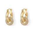 14k gold plated convertible chunky huggie earrings for women | full diamond zircon thick hoop earrings