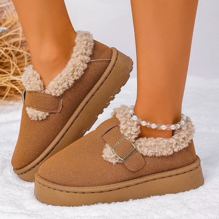 export plus size chunky sole snow boots for women,  winter new fashion casual slip-on short snow boots