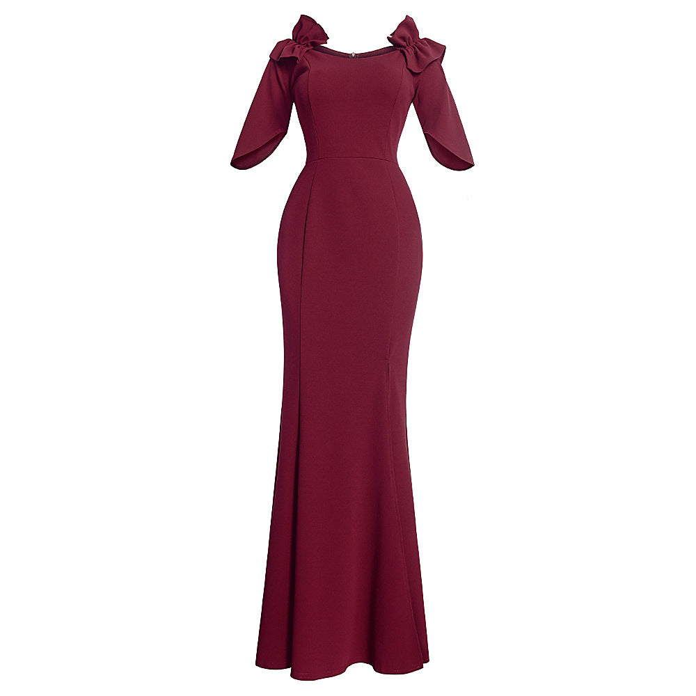 European and american export african women's evening gown elegant long one-shoulder mermaid host dress long skirt