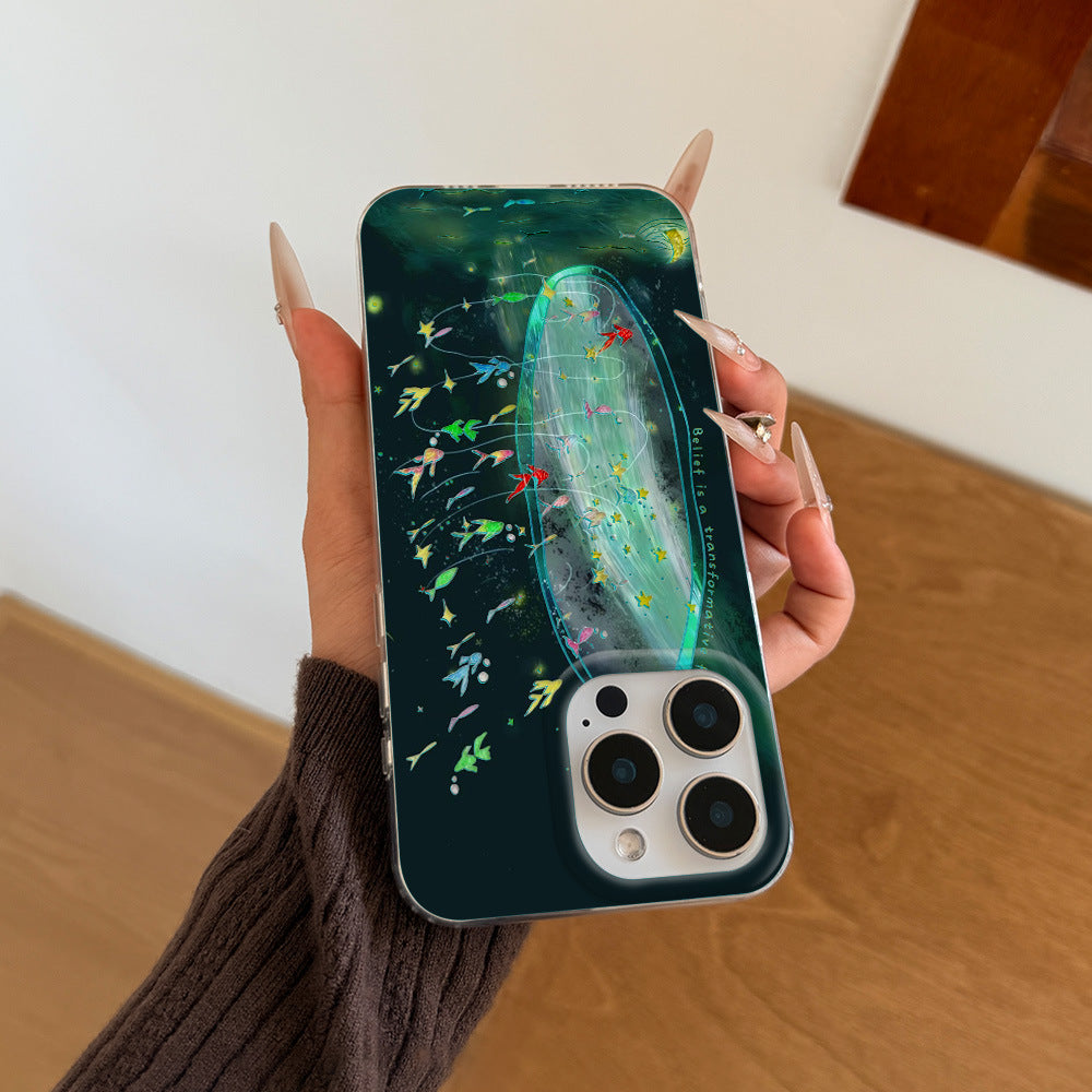 Dreamy deep sea fish phone case for iphone 17 pro max, apple 16/15/14, anti-drop soft case wholesale