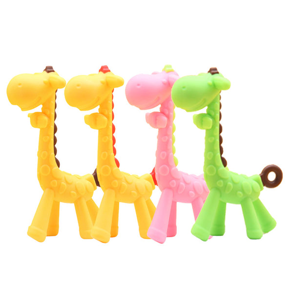 Baby molar stick food grade silicone bite music 3 months teething period baby soothing bite glue giraffe toothpaste