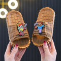 My world eva summer new sandals & slippers - building block character, cute cartoon design, outdoor non-slip slippers for boys & girls