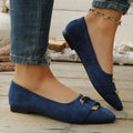 plus size square buckle flats shoes flats women's flats soft bottom metal plaid work shoes work flats women's shoes