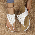 plus sizeexport rivet flower flip-flops in stocksummernew arrivalsense of design wedge heel flip-flops