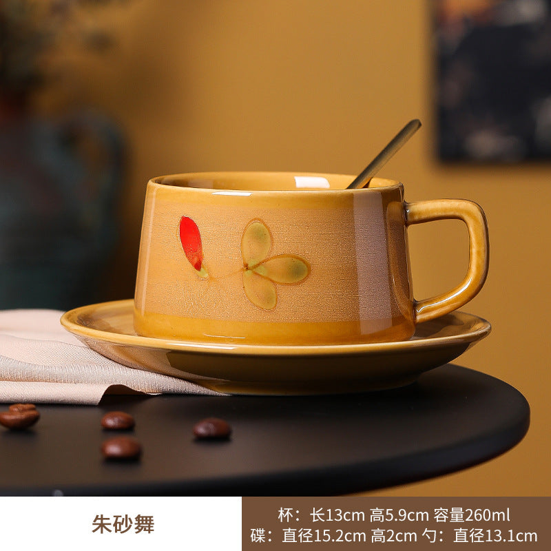 Nordic retro underglaze ceramic coffee cup exquisite afternoon tea milk gift cup and saucer set mug