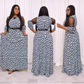 sourcing:  &  - african plus size women's slimming long a-line dress with polka dot lace detail