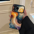 Niche art pearl mobile phone case suitable for iphone16/15 anti-fall apple 17promax colorful oil painting