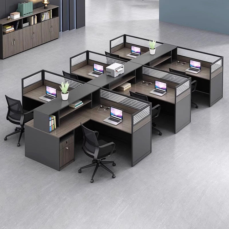 Saint li office desk and chair set - employee office workstation, desk with card seat, financial partition desk