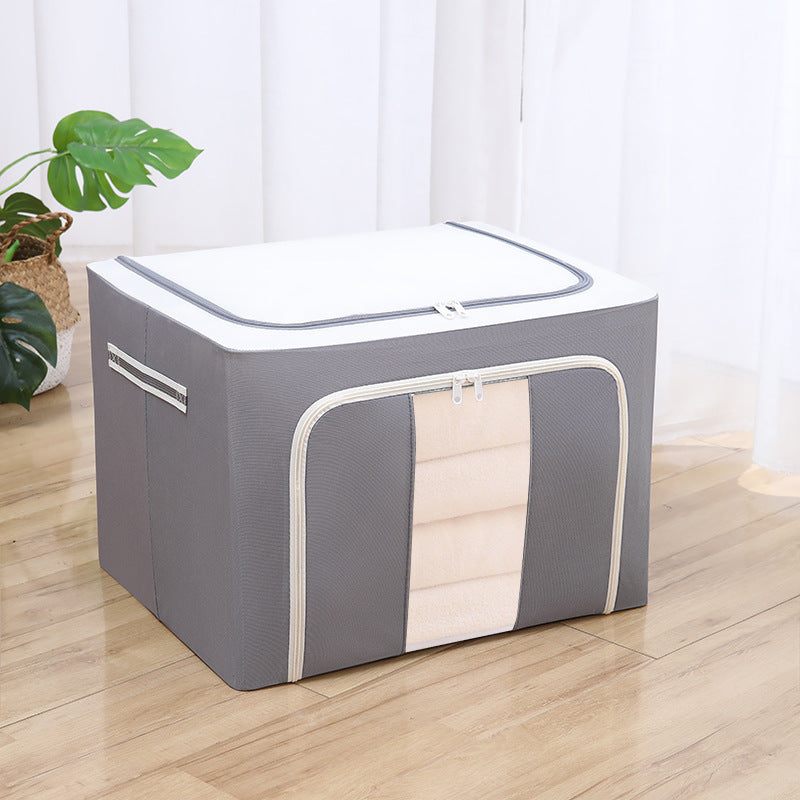Quilt clothes storage box Oxford cloth waterproof steel frame transparent folding Baina box wardrobe car quilt storage box