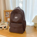 New schoolbag large capacity water-resistant embroidered backpack for junior and senior high school students - solid color, simple, and cute design