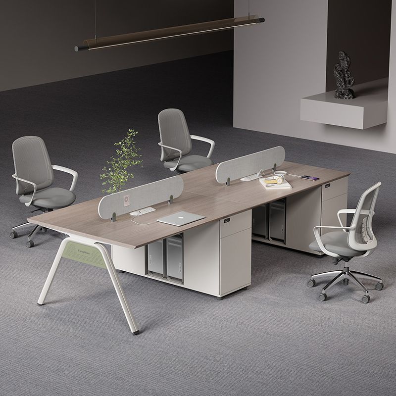 Modern minimalist office desk and chair set - 4, 6, or 8 seater options - office desk with partition for workstations, computer desk for employees