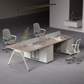 Modern minimalist office desk and chair set - 4, 6, or 8 seater options - office desk with partition for workstations, computer desk for employees