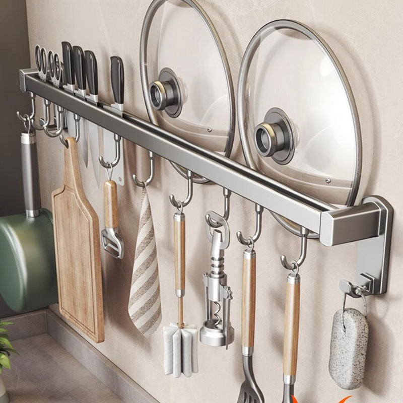 No punching kitchen hook rack hanging rod wall-mounted multi-functional kitchen utensils hanger spoon shovel storage rack