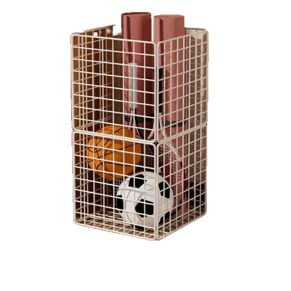 Wrought iron mesh storage basket - portable laundry hamper, organizer, shelf, fruit basket, basketball, yoga mat, and toy storage bin