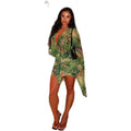European and american style ins cross-border personalized vacation casual women's breathable loose bodycon dress low-cut v-neck long sleeve dress