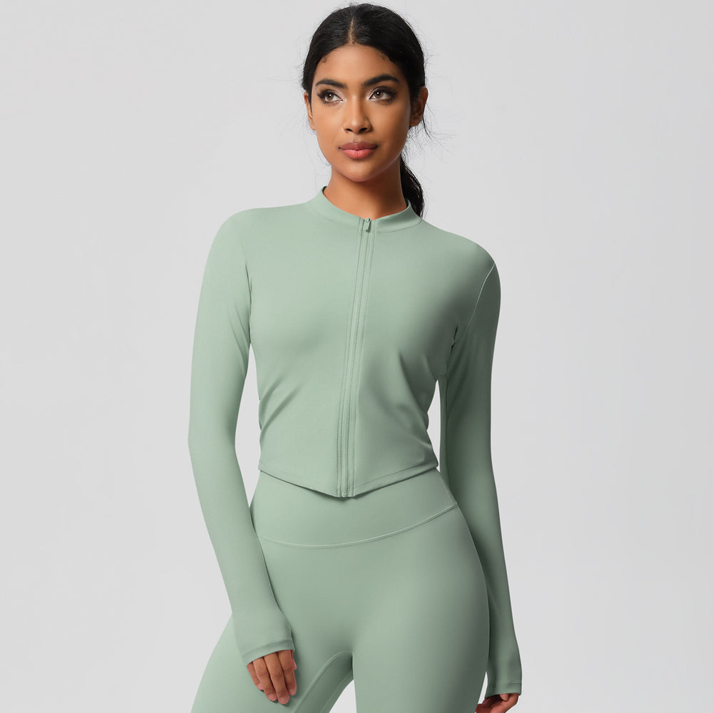 Naked-feel compression zip-up top - quick-dry yoga shirt, perfect for layering, casual wear, running, and fitness. customization available