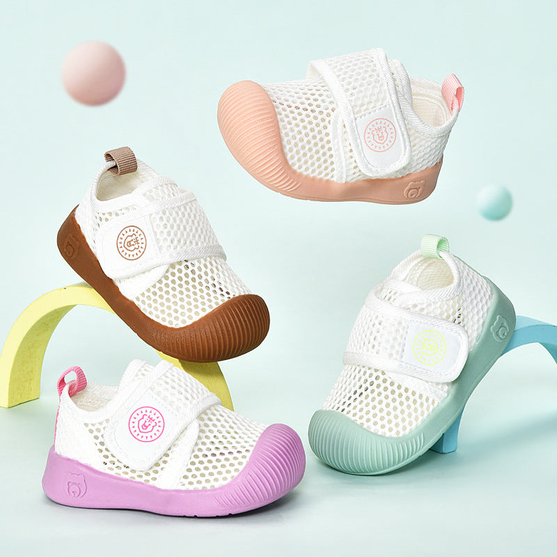 Baby sandals for boys, summer first walker shoes, 0-1-2 years old infant anti-slip soft sole mesh shoes for babies and toddlers, baby girl shoes