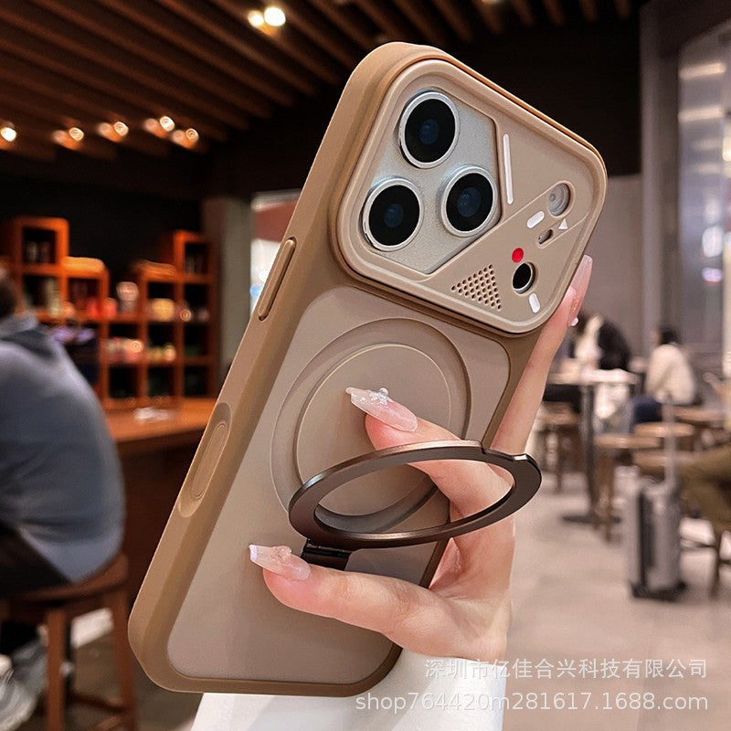 Irregular lens large window instantly turns into iphone17pro mobile phone case apple 11 imitation original magnetic holder
