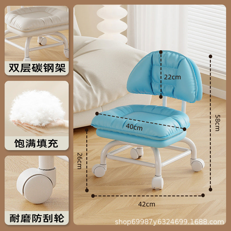 Raised universal wheel, small stool, silent backrest chair, pulley, low stool with baby bench, beautiful seam stool, shoe change household