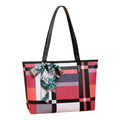 women's color block tote bag - minimalist plaid shoulder bag - large capacity commuter casual versatile handbag