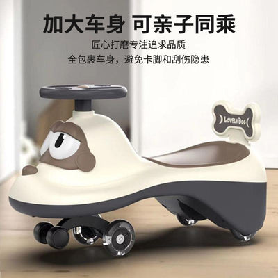 Kids' twist and go ride-on car - ages 1-3, suitable for boys and girls, adult accommodated, silent wheels, anti-tip design, wobble ride-on toy car