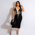 source factory fashionsexy women's hand-crocheted butterfly topsknitting tassel skirt fashionsuit