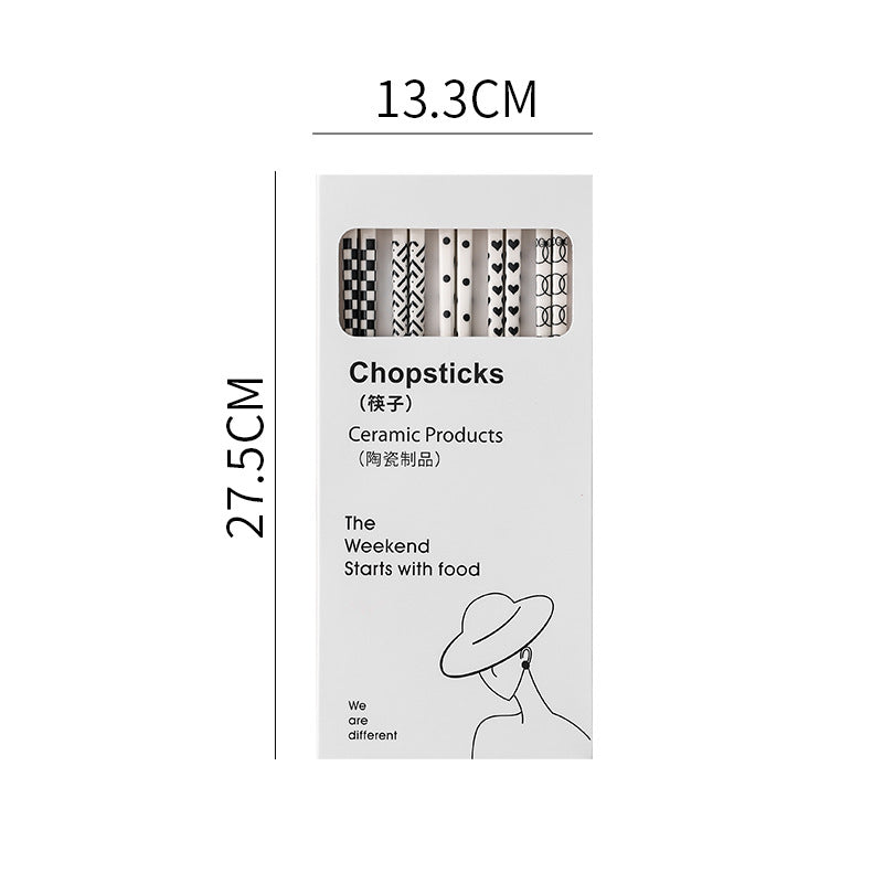 Nordic creative ceramic chopsticks - non-slip, anti-mold, high-temperature resistant set - home use, instagram-worthy, high-value tableware gift box