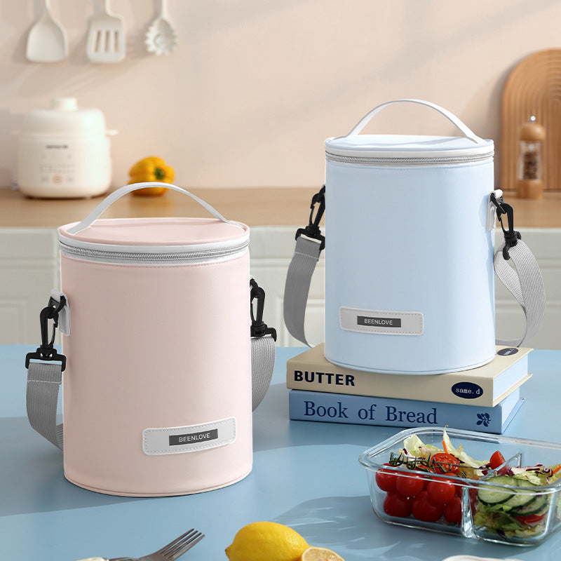 Beilian's new cylindrical bento bag, large-capacity office worker thermal insulation bag, student travel lunch bag, portable lunch box bag