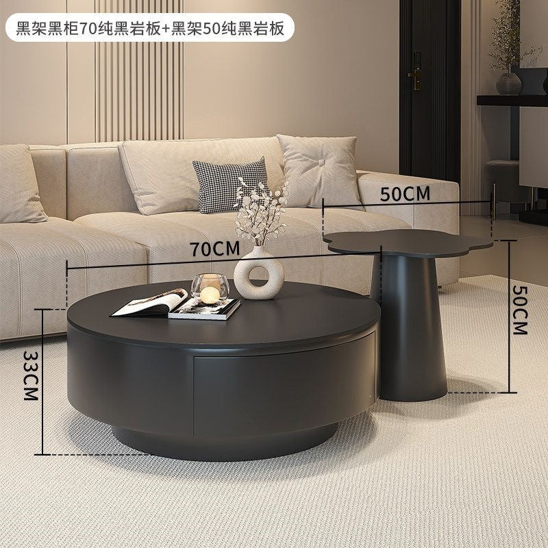 Round slate coffee table combination living room for home italian normcore tea table large and small apartmentaccessible luxuryclassy sense tea table