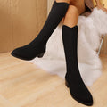 Plus size wholesale exportnew arrival spring autum elastic slim boots knee socks long boots women's elastic boots thick heel knitting sock boots