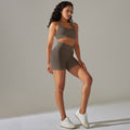 fashion seamless knitting beautiful back high elastic sports bra yoga suit running fitness shorts two-piece set for women