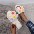 Plus size women's polka dot fuzzy slippers - autumn/winter 2024 warm home slippers - dropshipping available