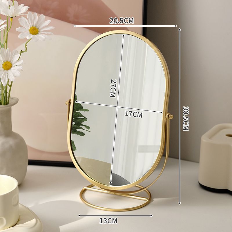 Makeup mirror desktop desktop bedroom makeup mirror can rotate 360 degrees oval mirror ins style dormitory dressing mirror