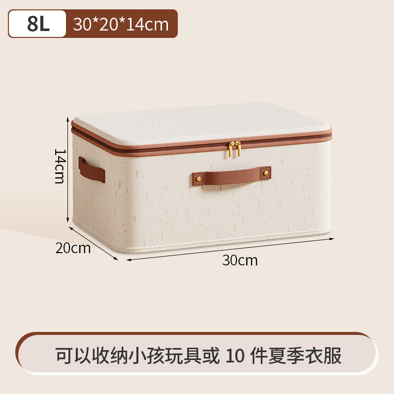 Cross-border new Tianshan cotton and linen storage box household bedroom zipper storage box clothes with lid storage box clothes