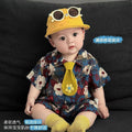 Summer lightweight short-sleeve romper for newborns and young babies - korean style, stylish outfit for going out, summer crawling suit